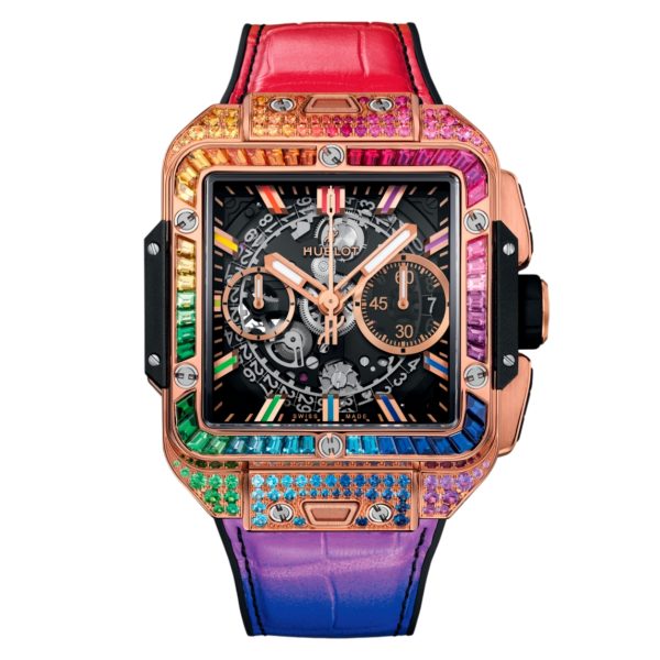 Копии часов Hublot Square Bang Unico 42mm Rainbow Art 7393