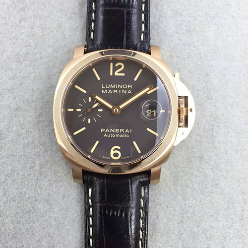 沛纳海 Panerai Luminor Marina小手系列pam048金壳 搭载7750自动机芯